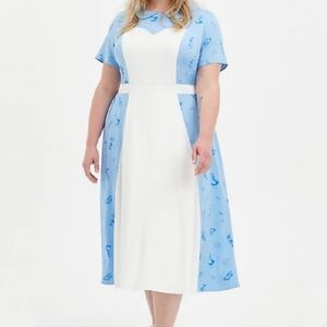 Torrid Alice In Wonderland Disney Midi Dress Blue White L